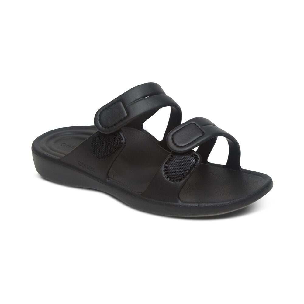 Aetrex Women's Janey Sport Water-Friendly Sandals - Black | USA PJYBFMI